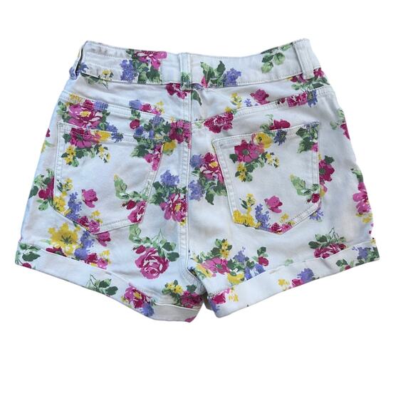 BULLHEAD Y2K High Rise White Floral Denim Mom Shorts Sz 3 - Picture 2 of 8